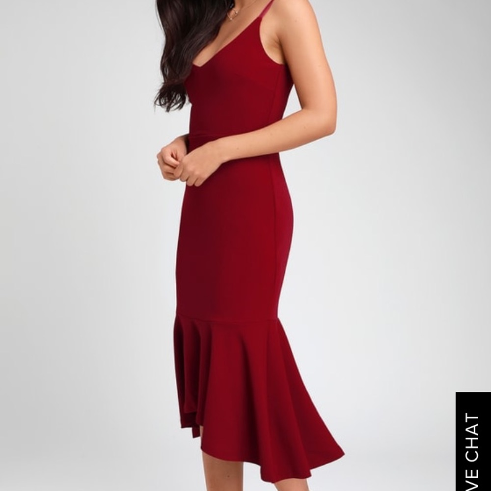 NWT THIS FEELING BURGUNDY BODYCON MIDI DRESS